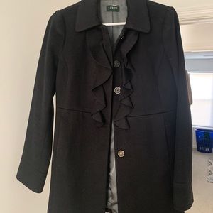 JCrew Black Peacoat Ruffle Size 4
